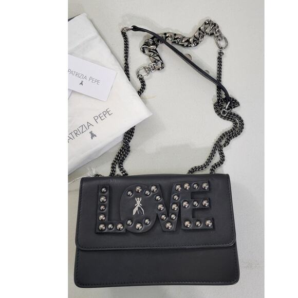 Patrizia Pepe Love Regimental Leather Crossbody Bag Gothic Whimsical Punk NWT - Picture 2 of 12